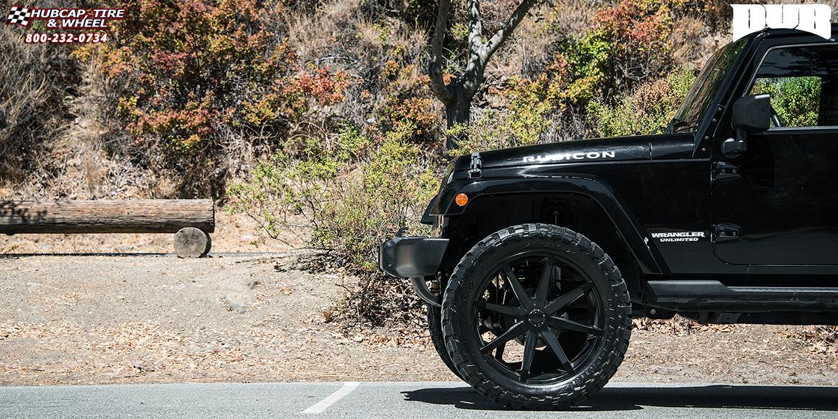 vehicle gallery/jeep wrangler dub push s110  Gloss Black wheels and rims